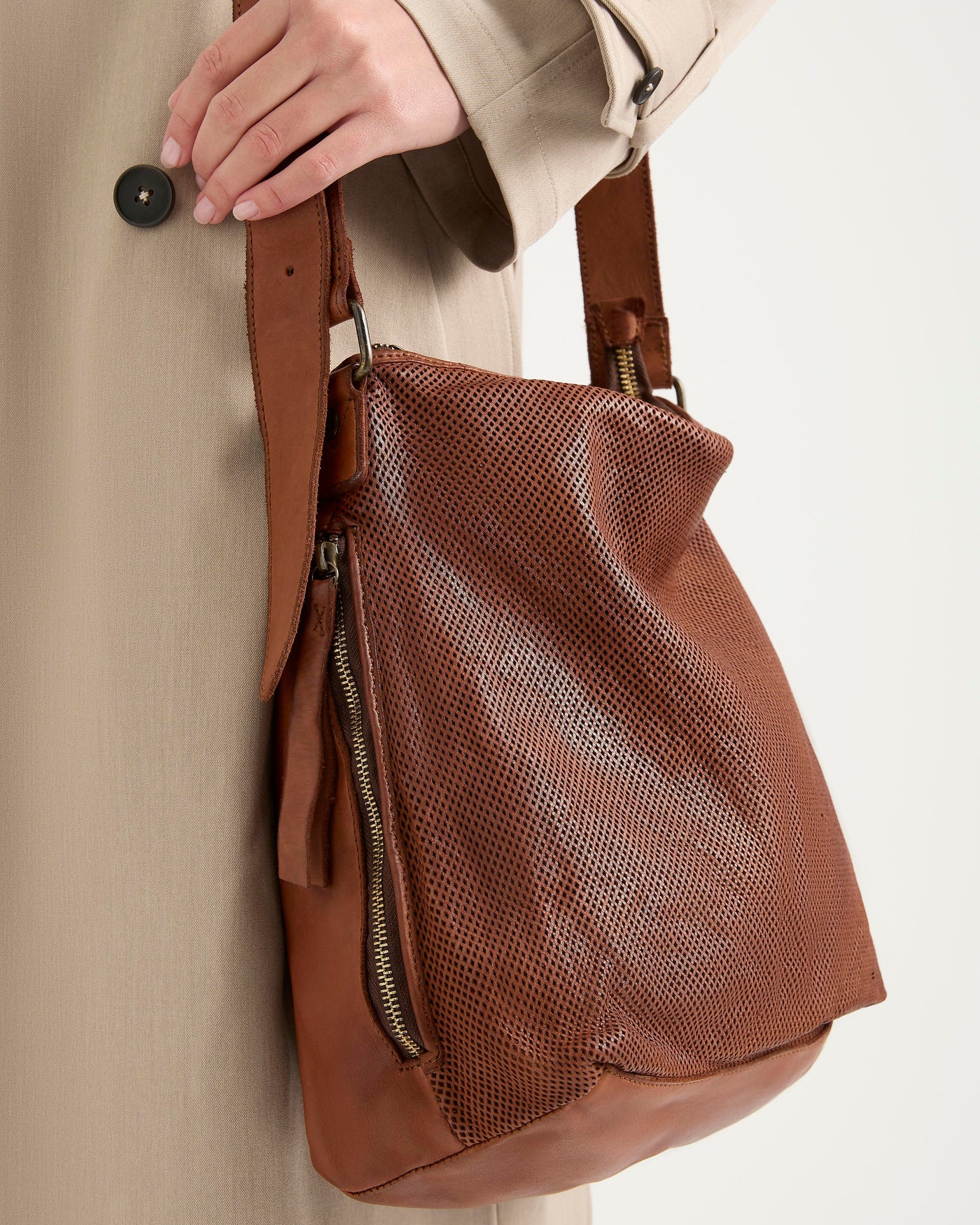 Perforated Slouchy Cognac