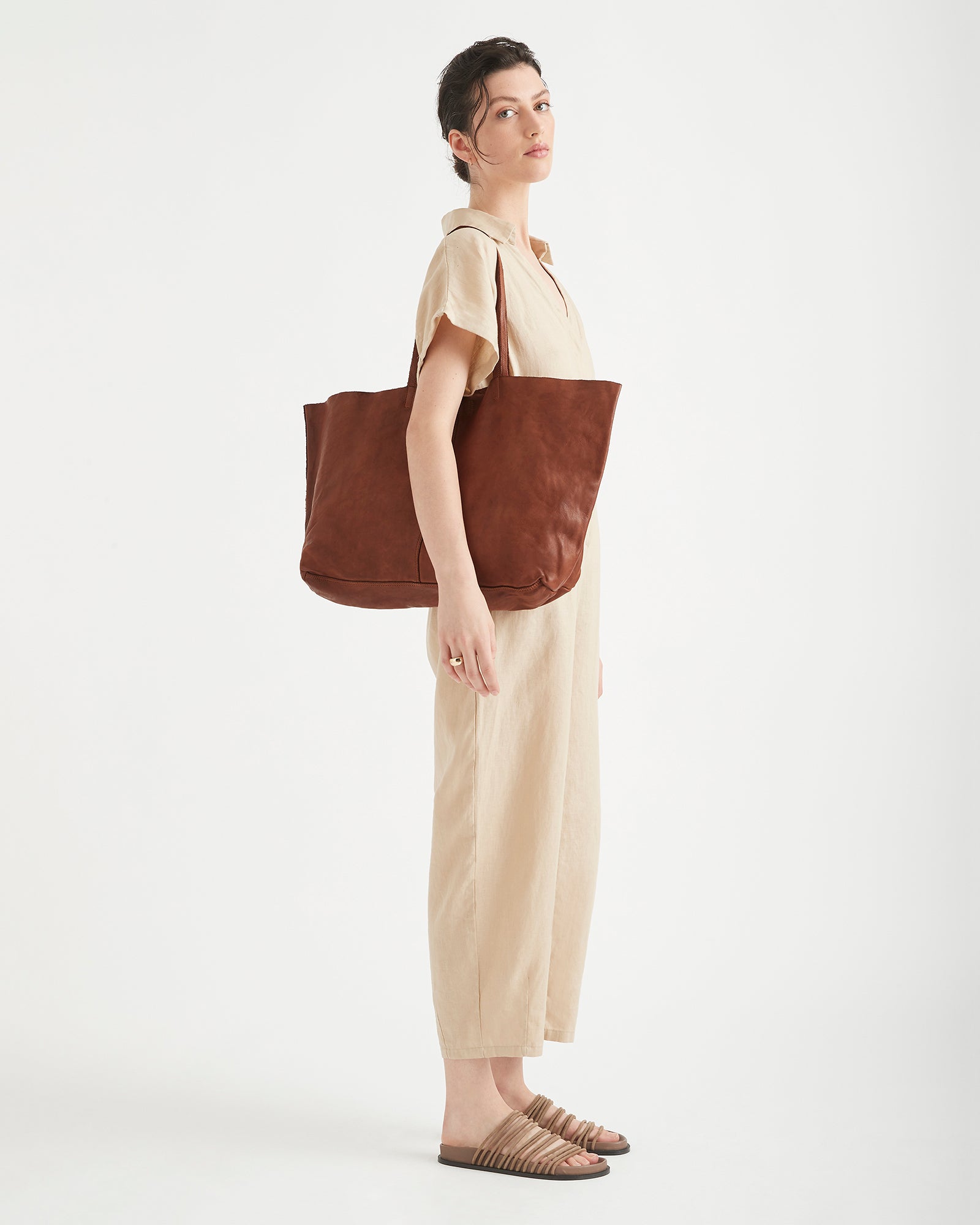 Unlined Tote Cognac