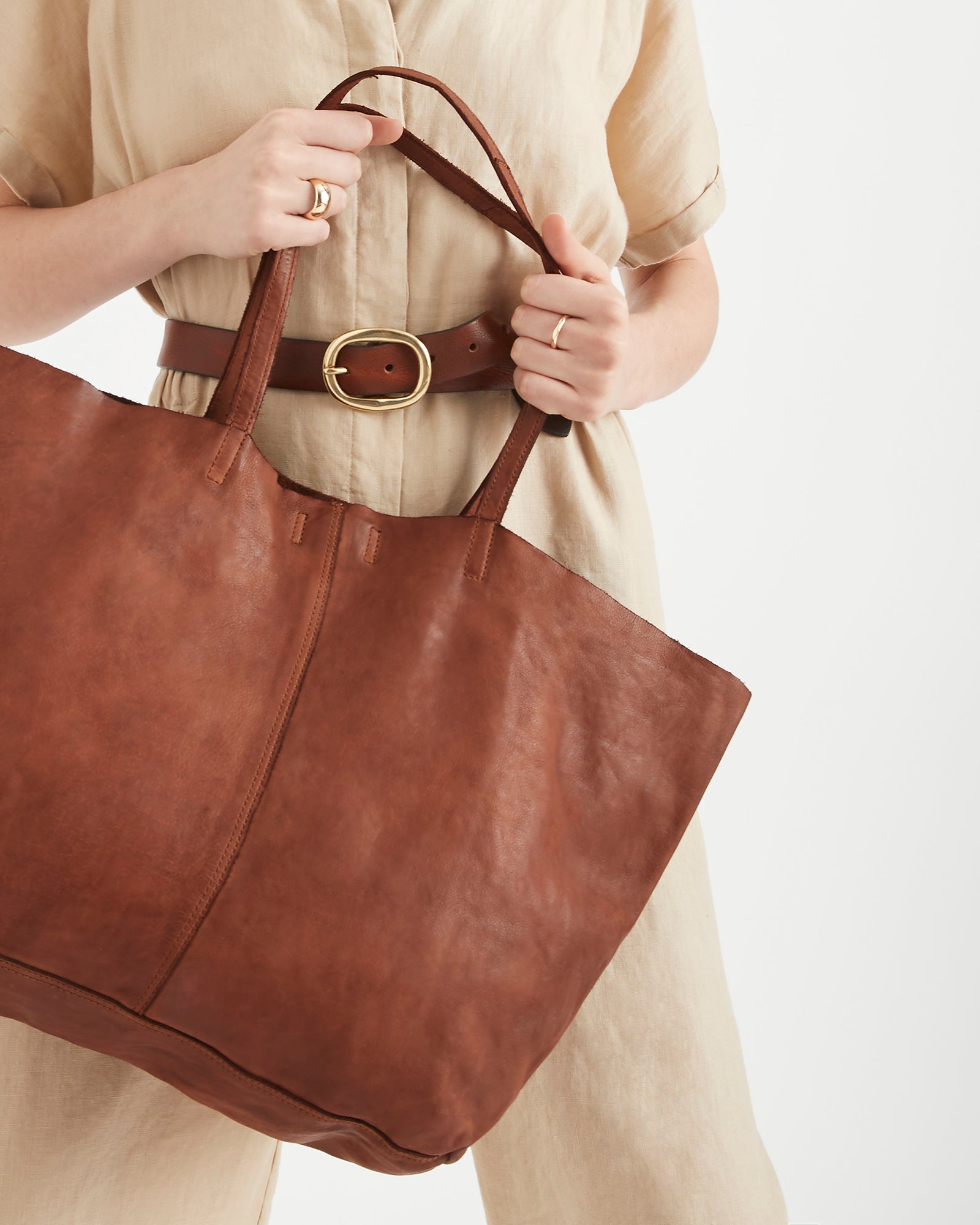 Unlined Tote Cognac