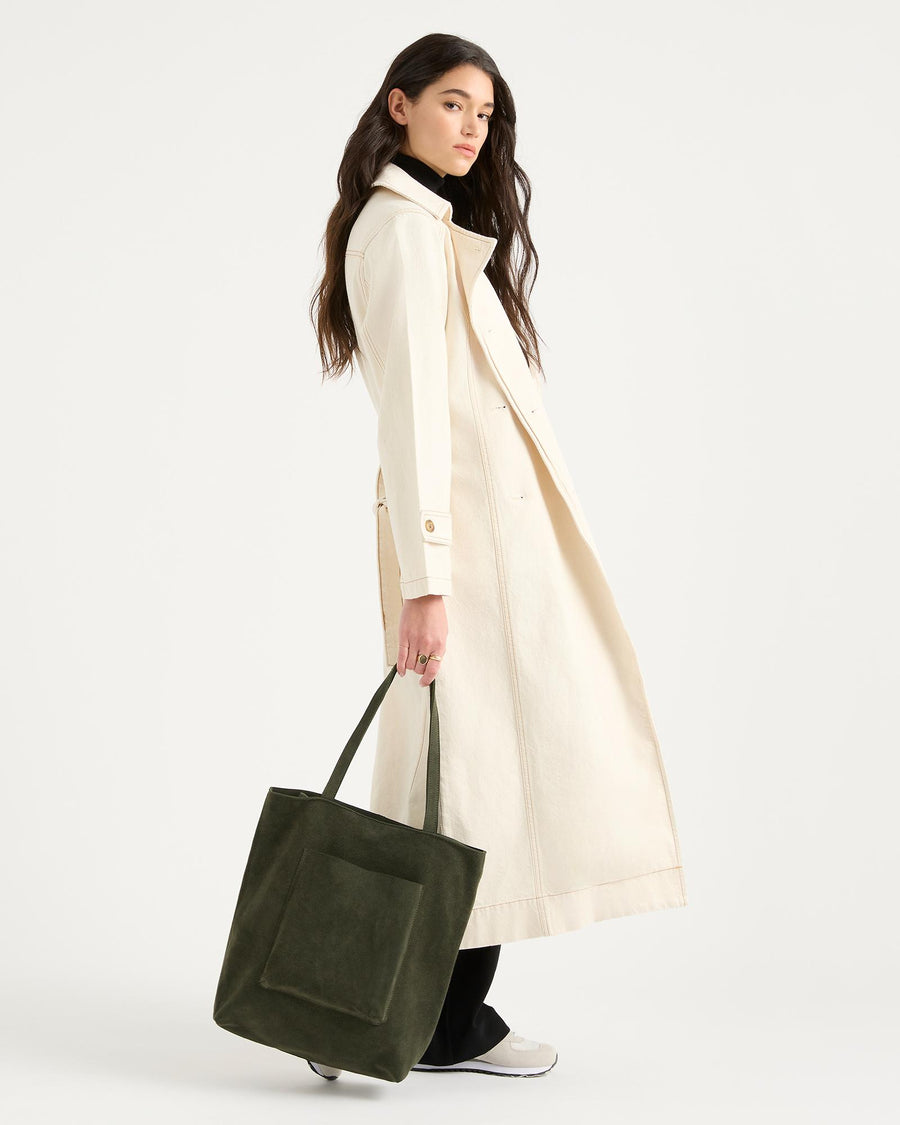 Suede Everyday Tote - Olive