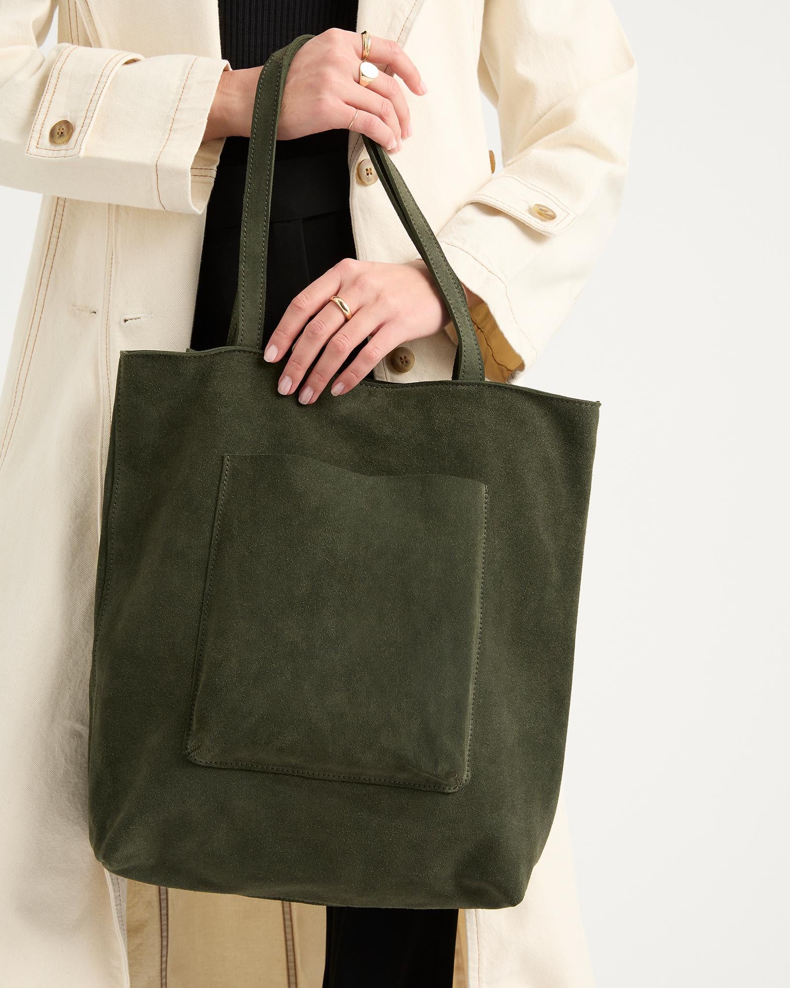 Suede Everyday Tote - Olive